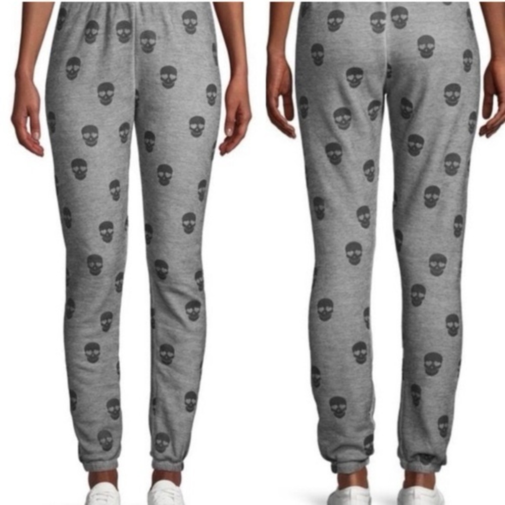 Wildfox Heart Eye One of a Kind Skull Gray Sweatpants
